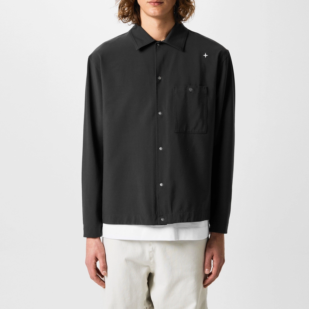 Stone Island Logo Embroidered Overshirt - Piombo V0062